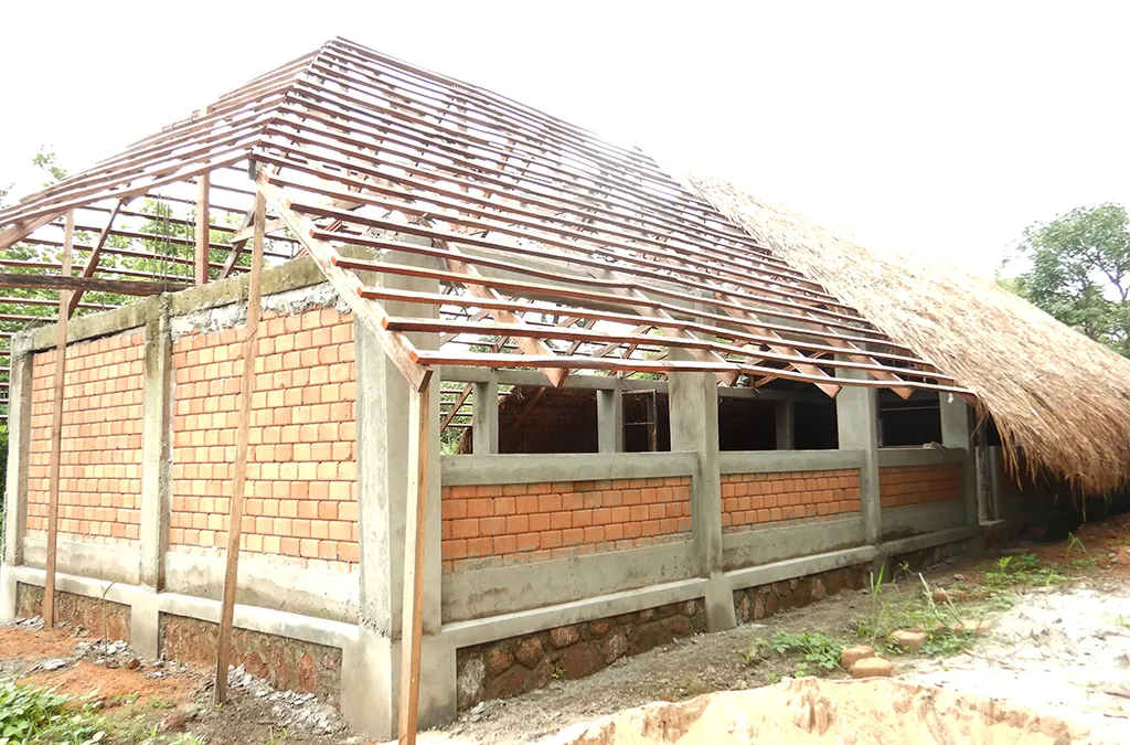 Roof framing on the restaurant and education area at Camp Dungu