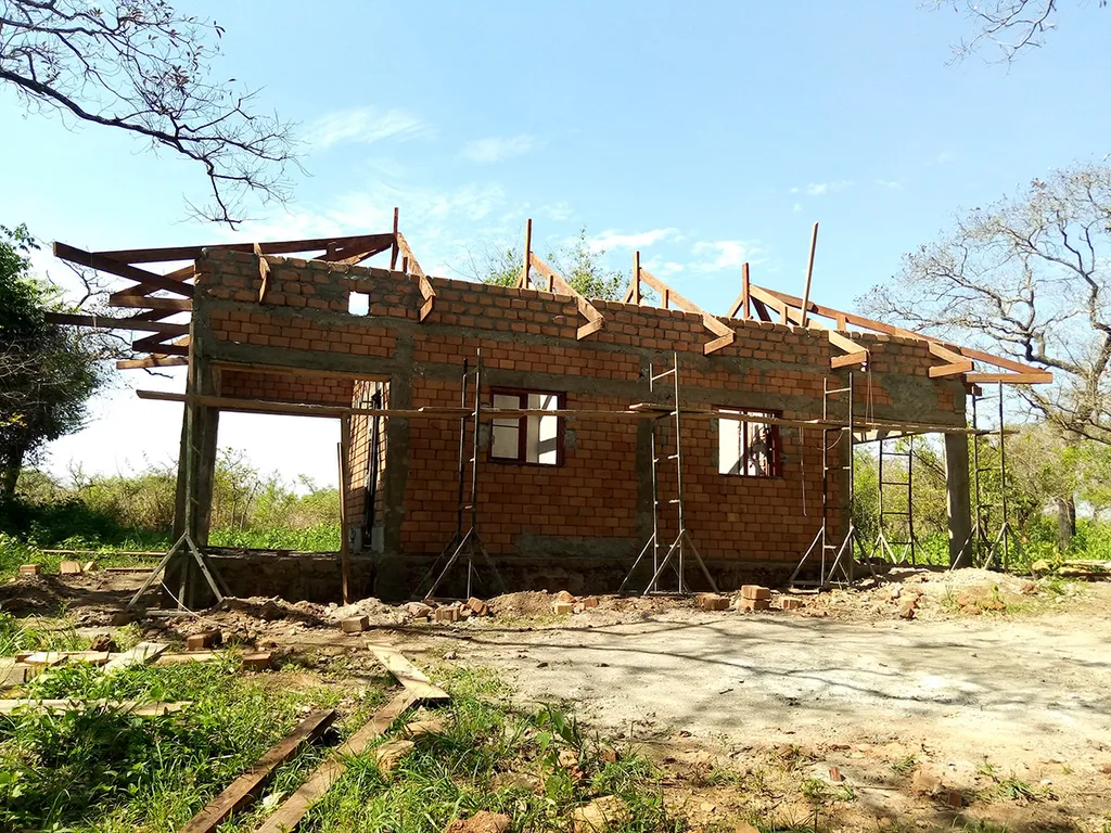 Roof framing on the teachers' accommodation at Camp Dungu